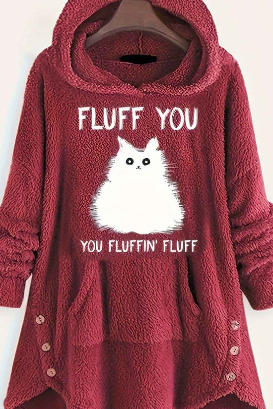 Plus Size, Plus Size Women's Autumn Winter -Lined Thickened Hooded Hand- Sweatshirt