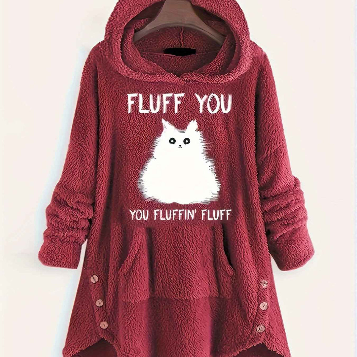 Plus Size, Plus Size Women's Autumn Winter -Lined Thickened Hooded Hand- Sweatshirt