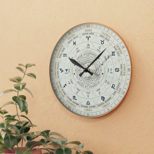 Astrology Zodiac Acrylic Wall Clock — Vintage Horoscope Decor