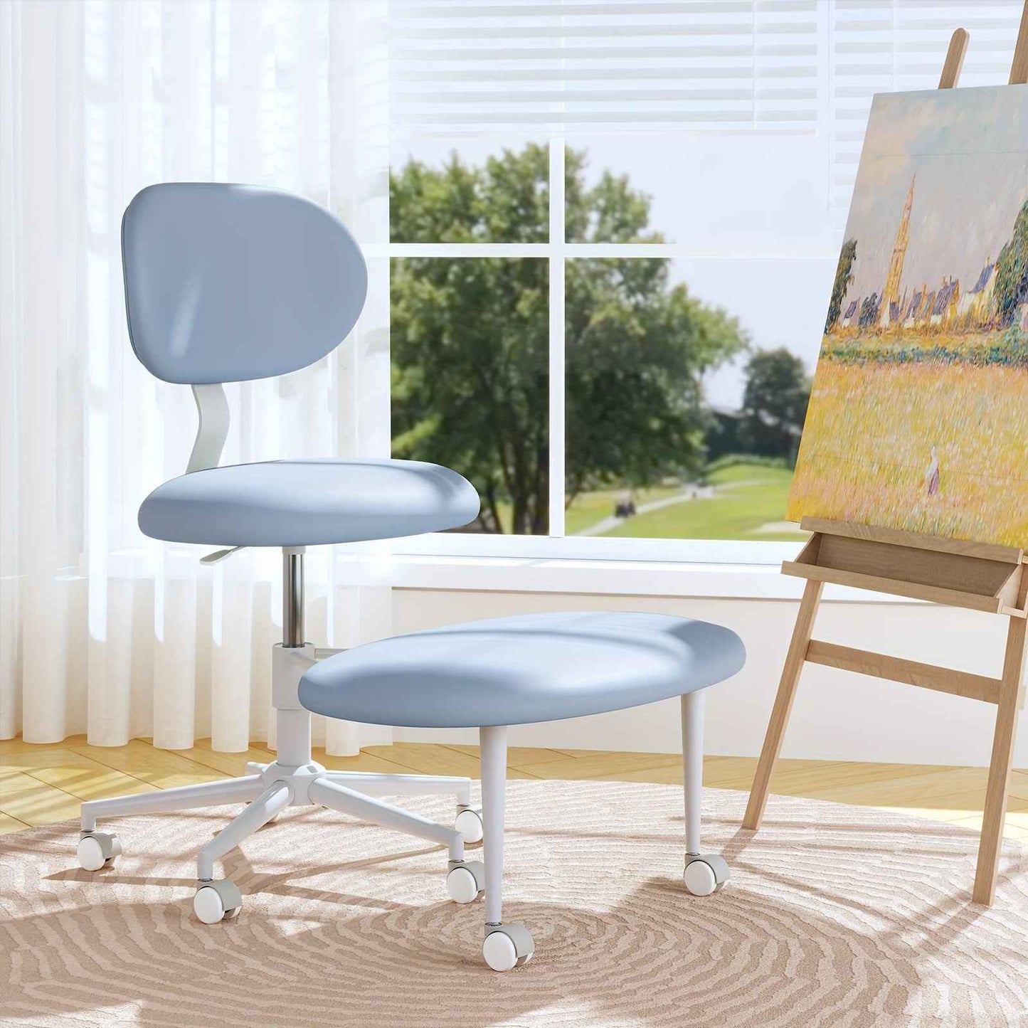 Ergonomic Cross Legged Office Chair | 360° Swivel, Adjustable Height, Lumbar Support, Velvet and PU Leather Black, Stainless Steel Frame, Memory Foam, Perfect Christmas Gift for Fidgety Sitters and Yoga Lover.