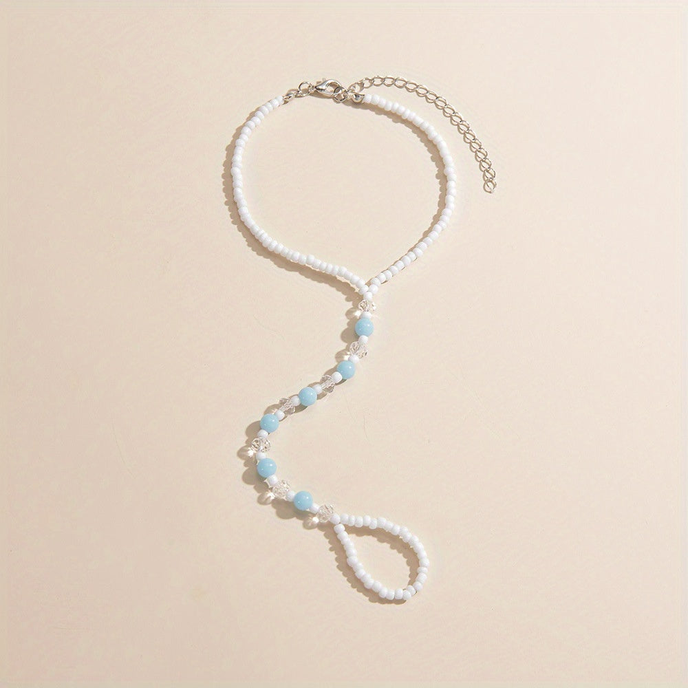 Boho Chic Adjustable Beaded Anklet with Glow-in-the-Dark Features - Summer Beach Vacation Foot Jewelry for Women, Resin Material, Perfect for Parties and Getaways, Vacation Accessory|Glowing Beads|Resin Construction, Beach Ac SS69