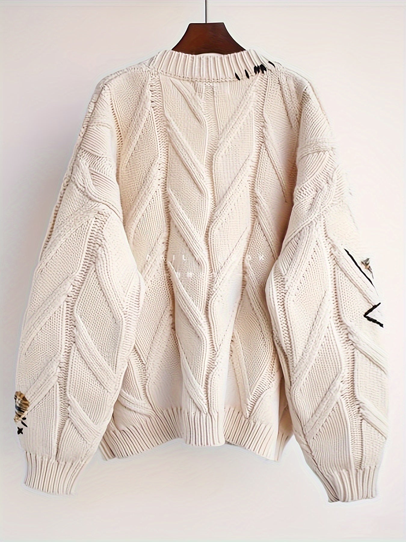 Fashionable Lazy Wind Embroidered Sweater Women's Autumn Winter 2024 New Letter Design Sense Loose Knit Sweater Jacket SS69