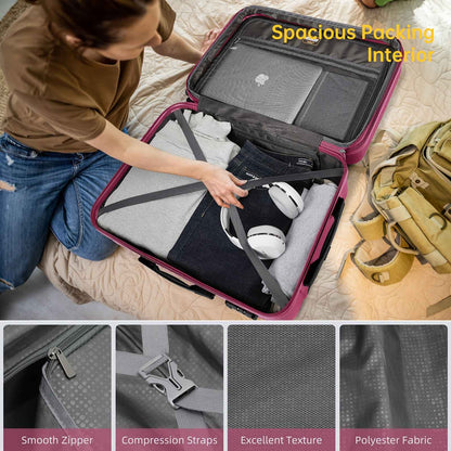 6pcs Women's Expandable Hardside Luggage Set with TSA Lock - Lightweight ABS Suitcase Collection, Spinner Wheel System & Telescopic Handle, Multi-Color Options (Sky / /////) for Carry-On & Checked