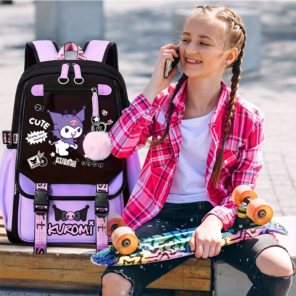 [Large Cute Cartoon Laptop Backpack] Sanrio Kuromi Backpack Cartoon Laptop Backpack Cute Large Travel Bag Casual Backpacks SS69