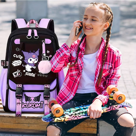 [Large Cute Cartoon Laptop Backpack] Sanrio Kuromi Backpack Cartoon Laptop Backpack Cute Large Travel Bag Casual Backpacks SS69