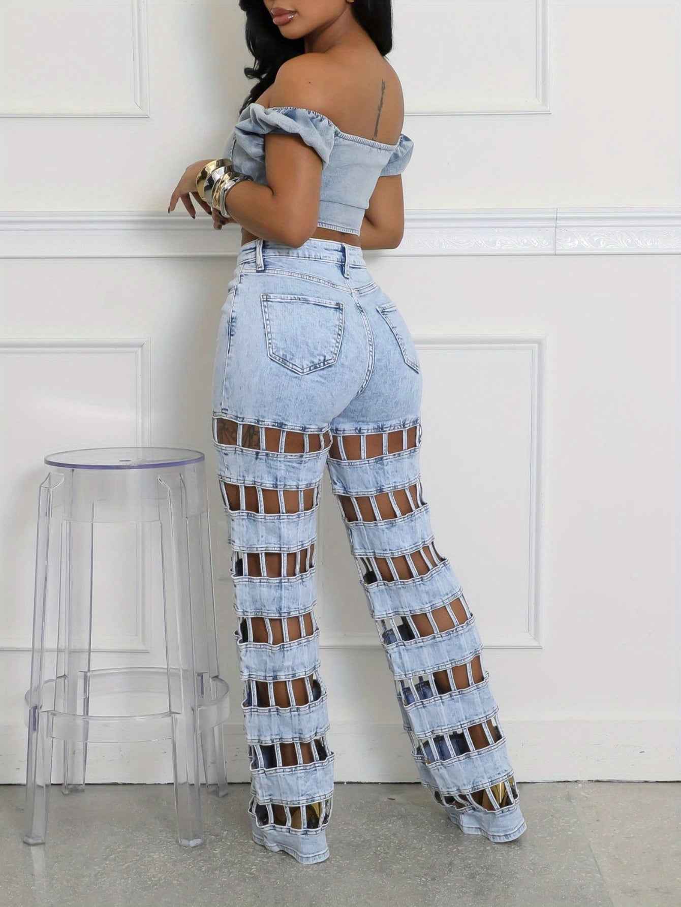 Plus Size - Plus Size - Women'S Plus Size High-Waisted Straight Leg Jeans - Non-Stretchy Structured Fit, Edgy Casual to Formal Pants for Everyday & Party Outfits - Spring/Fall/Summer Jeans for Women, Pair Of Jeans for Women P