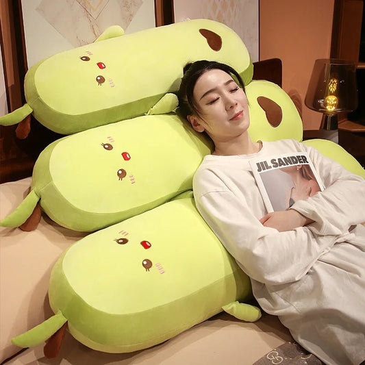 150cm Green Avocado Long Pillow Stuffed Fruit Plushie Heart Pattern Home Decor Kawaii Kids Sleeping Companion Christmas Gifts - SS69