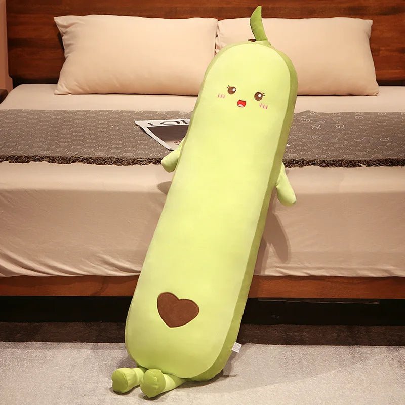 150cm Green Avocado Long Pillow Stuffed Fruit Plushie Heart Pattern Home Decor Kawaii Kids Sleeping Companion Christmas Gifts - SS69