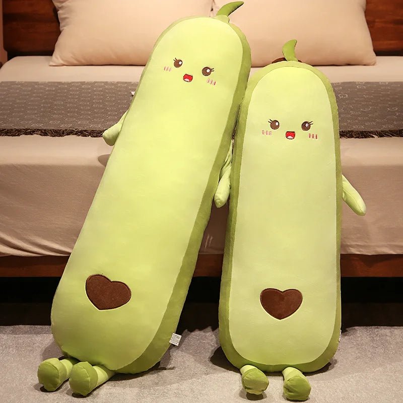 150cm Green Avocado Long Pillow Stuffed Fruit Plushie Heart Pattern Home Decor Kawaii Kids Sleeping Companion Christmas Gifts - SS69