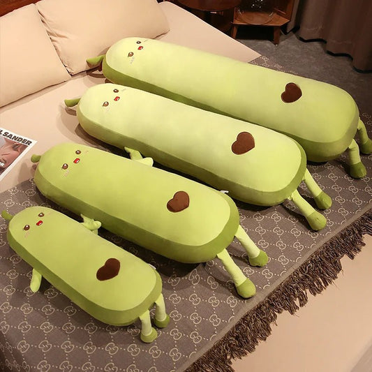 150cm Green Avocado Long Pillow Stuffed Fruit Plushie Heart Pattern Home Decor Kawaii Kids Sleeping Companion Christmas Gifts - SS69