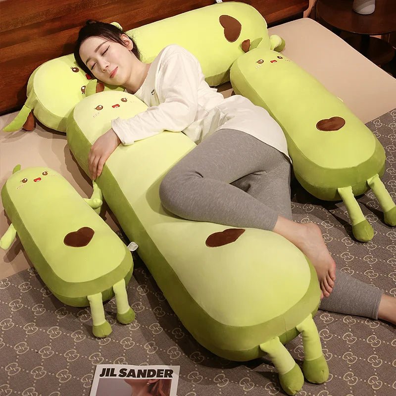 150cm Green Avocado Long Pillow Stuffed Fruit Plushie Heart Pattern Home Decor Kawaii Kids Sleeping Companion Christmas Gifts - SS69