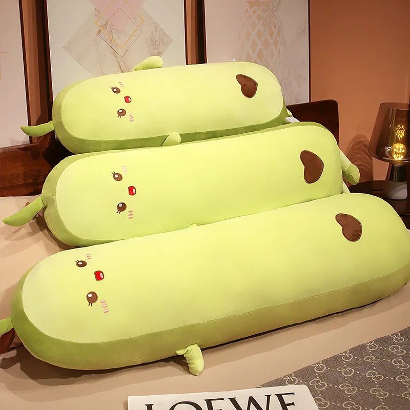 150cm Green Avocado Long Pillow Stuffed Fruit Plushie Heart Pattern Home Decor Kawaii Kids Sleeping Companion Christmas Gifts - SS69