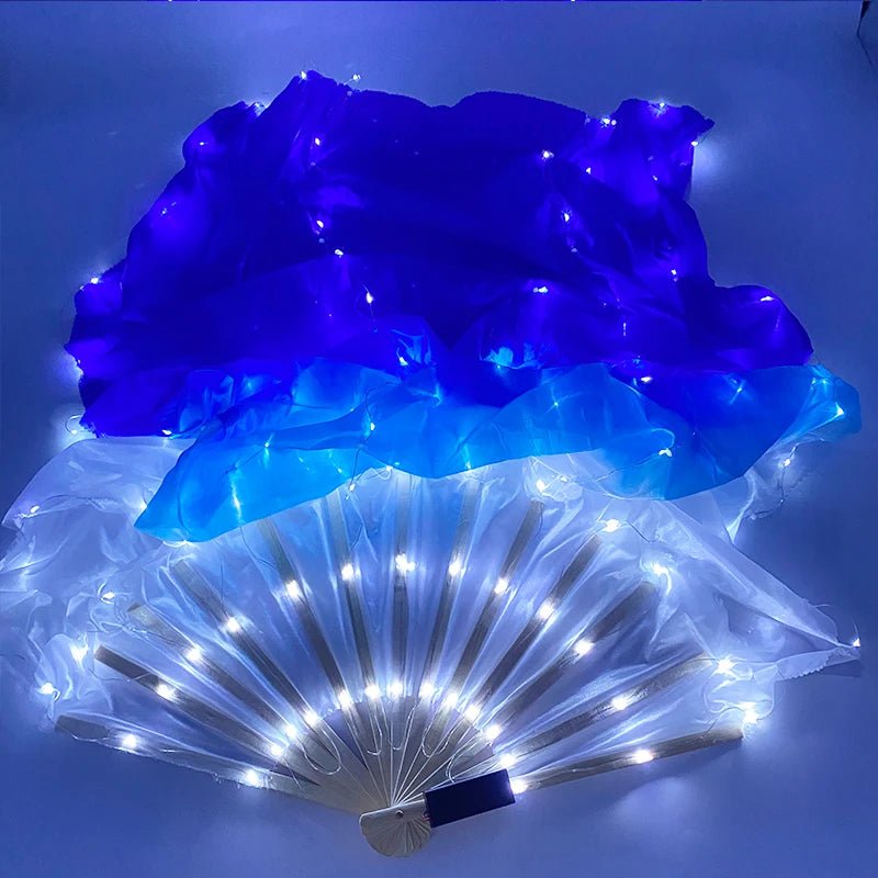 150cm Long Silk Veil Fan With LED Light Bamboo Silk Fan Practice and Stage Performance Dance Costumes Belly Dance Accessories - SS69