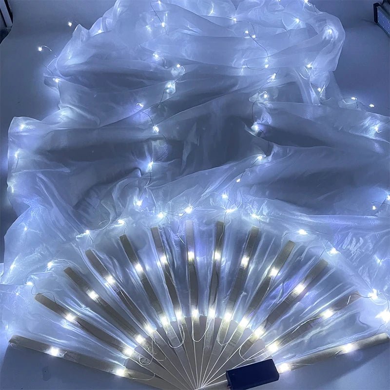 150cm Long Silk Veil Fan With LED Light Bamboo Silk Fan Practice and Stage Performance Dance Costumes Belly Dance Accessories - SS69