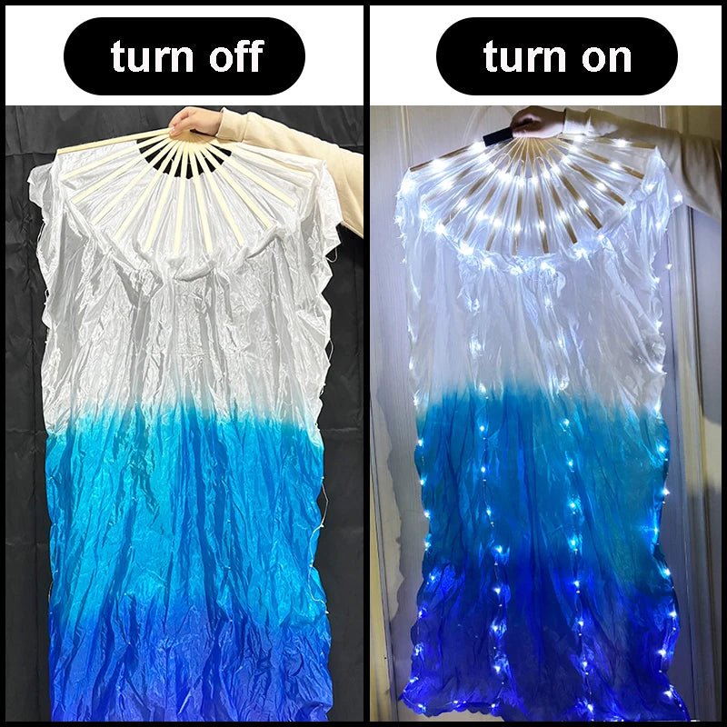 150cm Long Silk Veil Fan With LED Light Bamboo Silk Fan Practice and Stage Performance Dance Costumes Belly Dance Accessories - SS69