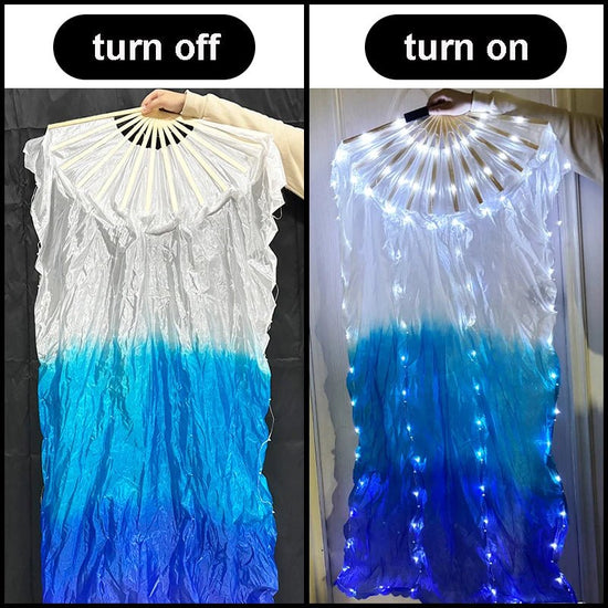 150cm Long Silk Veil Fan With LED Light Bamboo Silk Fan Practice and Stage Performance Dance Costumes Belly Dance Accessories - SS69