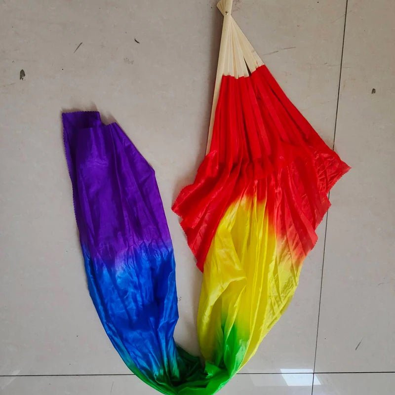 150cm Long Silk Veil Fan With LED Light Bamboo Silk Fan Practice and Stage Performance Dance Costumes Belly Dance Accessories - SS69