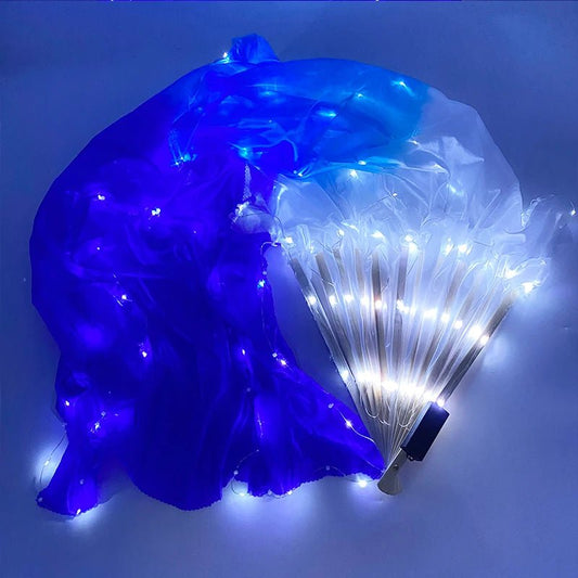 150cm Long Silk Veil Fan With LED Light Bamboo Silk Fan Practice and Stage Performance Dance Costumes Belly Dance Accessories - SS69