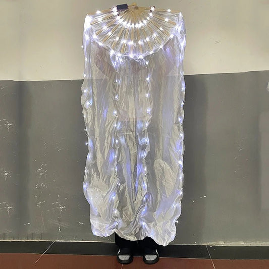 150cm Long Silk Veil Fan With LED Light Bamboo Silk Fan Practice and Stage Performance Dance Costumes Belly Dance Accessories - SS69