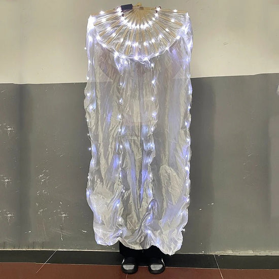 150cm Long Silk Veil Fan With LED Light Bamboo Silk Fan Practice and Stage Performance Dance Costumes Belly Dance Accessories - SS69