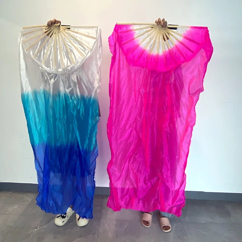 150cm Long Silk Veil Fan With LED Light Bamboo Silk Fan Practice and Stage Performance Dance Costumes Belly Dance Accessories - SS69