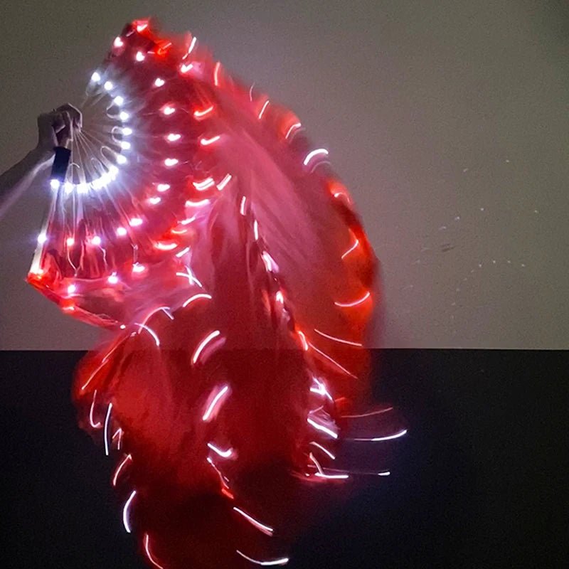 150cm Long Silk Veil Fan With LED Light Bamboo Silk Fan Practice and Stage Performance Dance Costumes Belly Dance Accessories - SS69