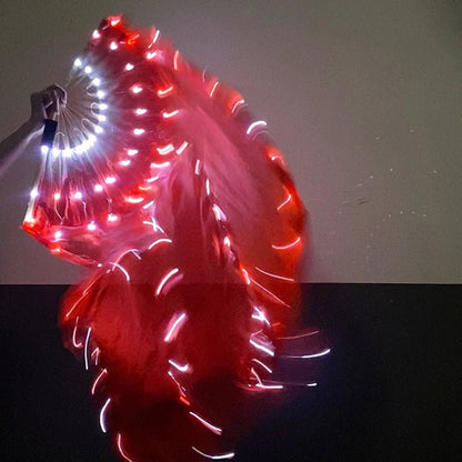 150cm Long Silk Veil Fan With LED Light Bamboo Silk Fan Practice and Stage Performance Dance Costumes Belly Dance Accessories - SS69