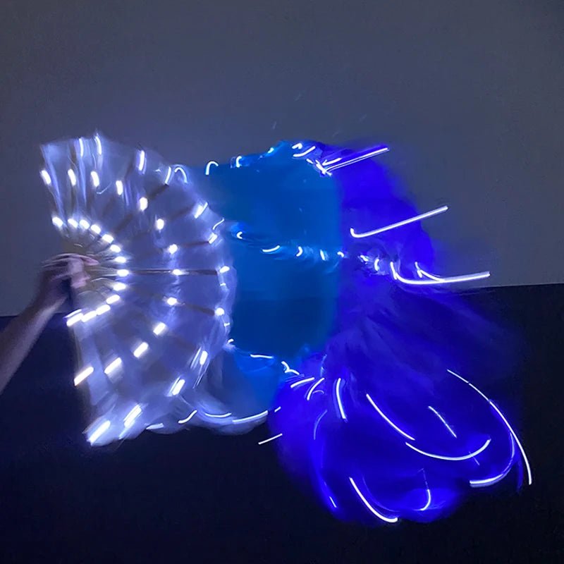 150cm Long Silk Veil Fan With LED Light Bamboo Silk Fan Practice and Stage Performance Dance Costumes Belly Dance Accessories - SS69