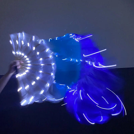 150cm Long Silk Veil Fan With LED Light Bamboo Silk Fan Practice and Stage Performance Dance Costumes Belly Dance Accessories - SS69