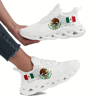 Women'S Mexico Flag Low Top Sneakers - Breathable Fabric with EVA Sole, Slip-On Casual Running Shoes, Fashionable Daily Wear Shoes for Casual Attire, Casual Sneakers | Stylish Low Top Sneakers | Comfortable Fabric Shoes SS69