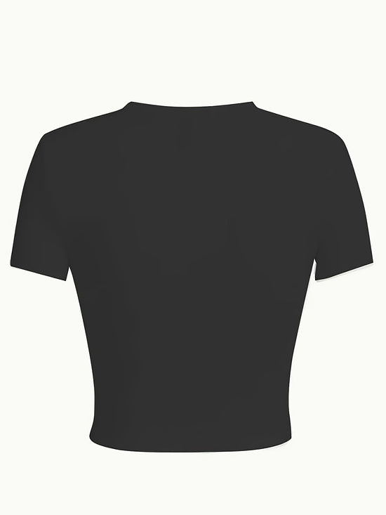 [Graphic Print Crew Neck Tee] Graphic Print Crew Neck T-shirt, Y2K Short Sleeve Top for Spring & Summer, Women's Clothing SS69