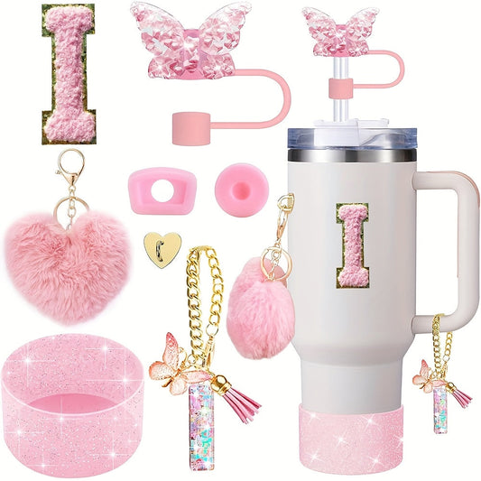 8pcs Cup Accessories for Cup 30oz 40oz Includes Butterfly Straw Cover Cap Silicone Boot Alphabet Handle Charm Initials Sticker 2pcs Spill Proof Stopper Heart Hook Love Plush Ball, Best for Christmas, Perfect for Thanksgiving SS69 15.69 I
