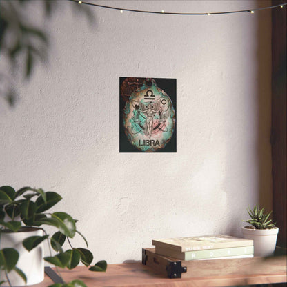 Libra Zodiac Matte Poster — Vintage Scales Astrology Wall Art