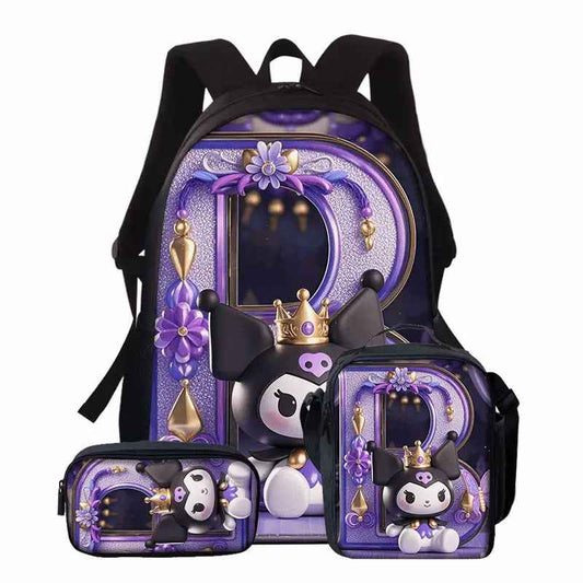 3pcs Sanrio Kuromi Backpack & Lunch Box Set Compatible for Kuromi - Cute Anime School Bag with Laptop Compartment, Large Capacity Bookbag for, Women, (, Kuromi-Themed)