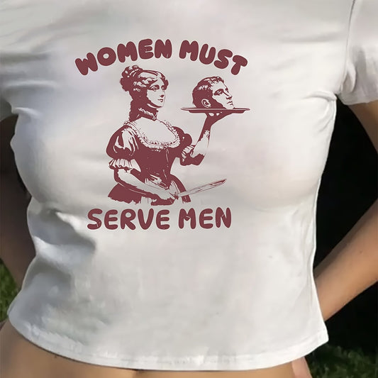 [Graphic Print Crew Neck Tee] Graphic Print Crew Neck T-shirt, Y2K Short Sleeve Top for Spring & Summer, Women's Clothing - SS69