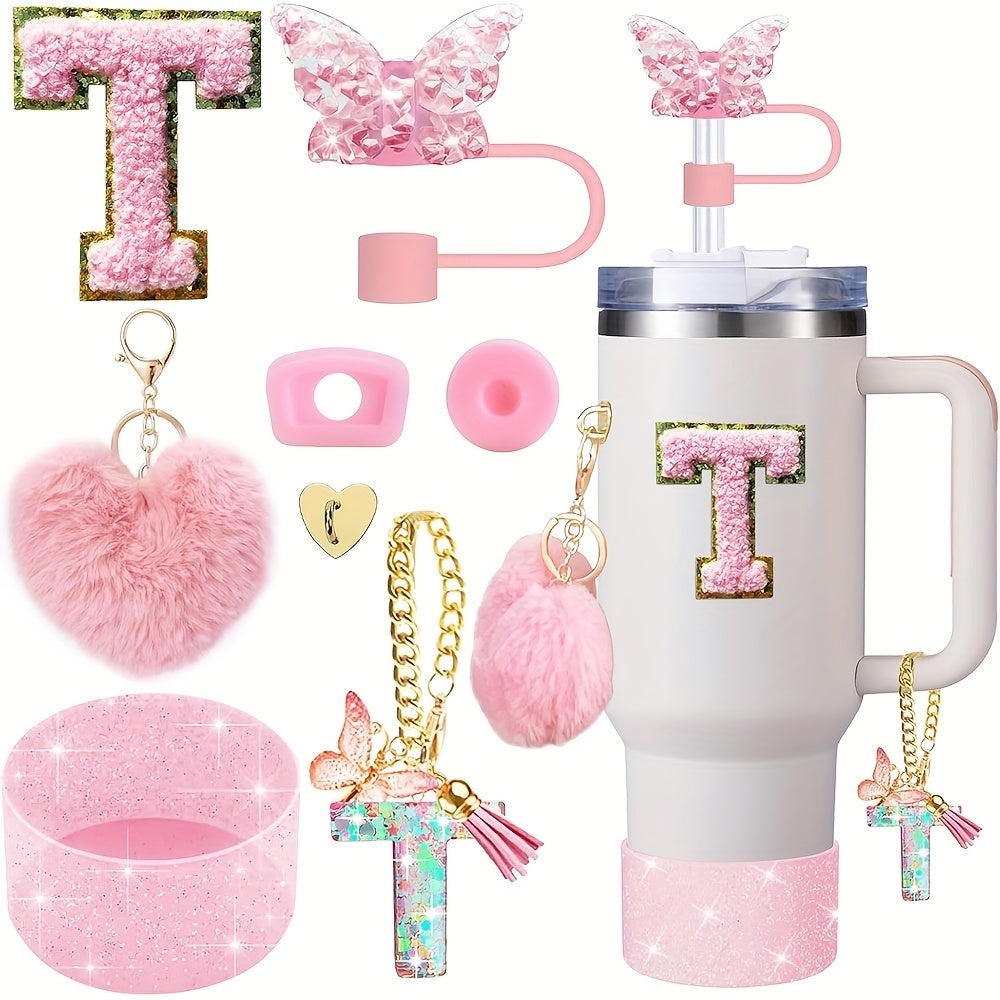 8pcs Cup Accessories for Cup 30oz 40oz Includes Butterfly Straw Cover Cap Silicone Boot Alphabet Handle Charm Initials Sticker 2pcs Spill Proof Stopper Heart Hook Love Plush Ball, Best for Christmas, Perfect for Thanksgiving SS69 15.69 T