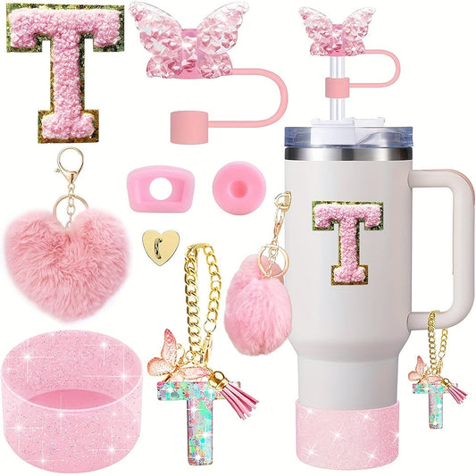 8pcs Cup Accessories for Cup 30oz 40oz Includes Butterfly Straw Cover Cap Silicone Boot Alphabet Handle Charm Initials Sticker 2pcs Spill Proof Stopper Heart Hook Love Plush Ball, Best for Christmas, Perfect for Thanksgiving SS69 15.69 T