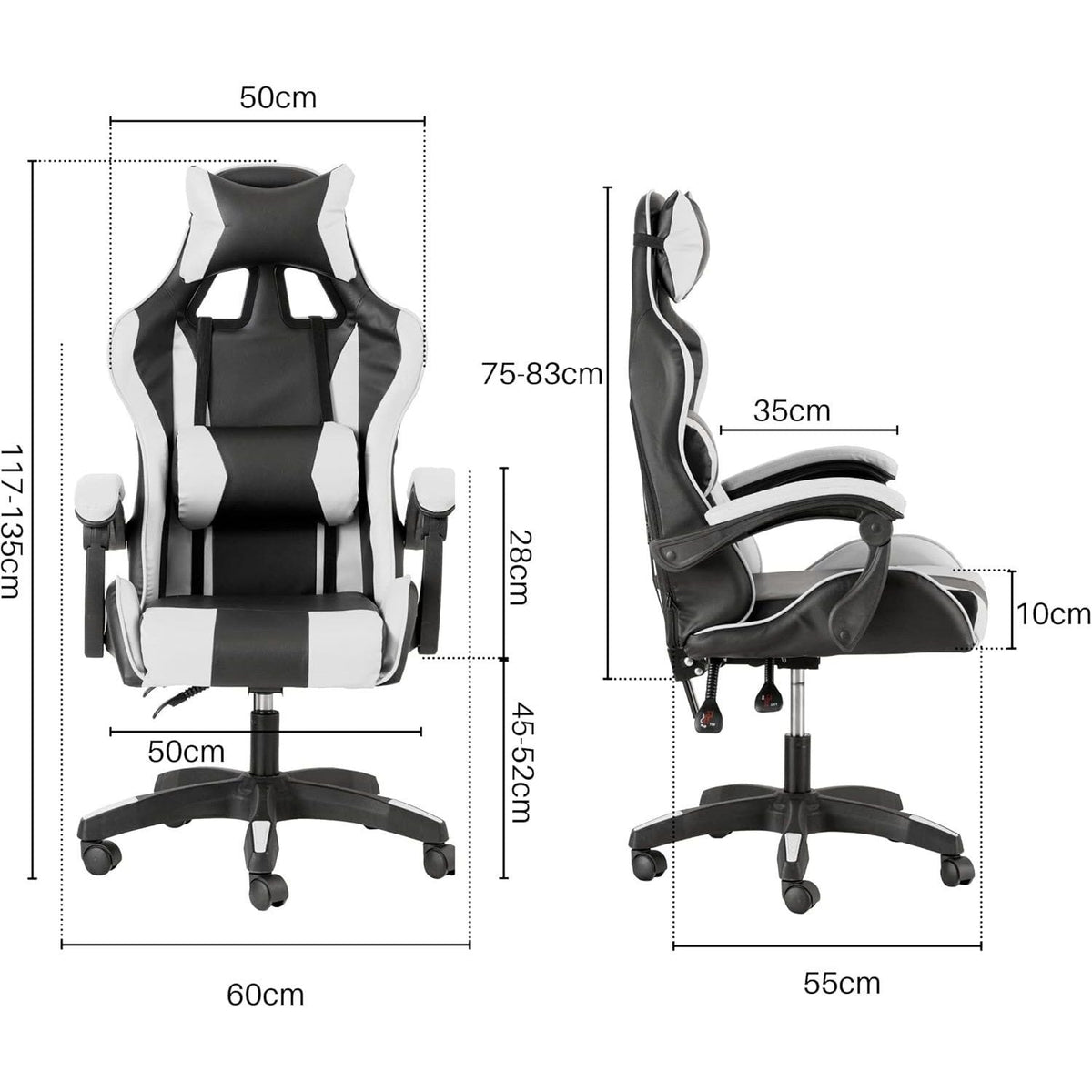 Baroni Home Gaming Chair, Ergonomic Office Chair with Adjustable Backrest, Headrest And Lumbar Support SS69
