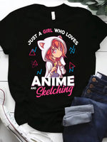 Anime Print Crew Neck T-Shirt, Casual Short Sleeve T-Shirt For Spring & Summer, Women's Clothing SS69