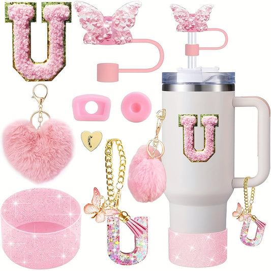 8pcs Cup Accessories for Cup 30oz 40oz Includes Butterfly Straw Cover Cap Silicone Boot Alphabet Handle Charm Initials Sticker 2pcs Spill Proof Stopper Heart Hook Love Plush Ball, Best for Christmas, Perfect for Thanksgiving SS69 15.69 U