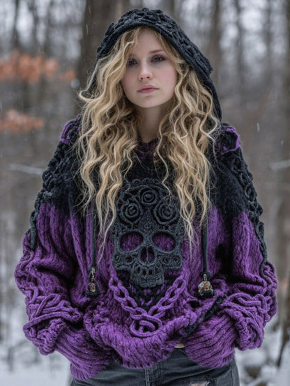 Halloween Skull Element Hoodie, 3D Print Sweatshirt, Loose Street Style Pullover, Suitable for Daily and Halloween Wear - Machine Washable Women's Clothing, Skull Print Sweatshirt, Casual Fashion, Soft Fabric, Urban Style, Re SS69