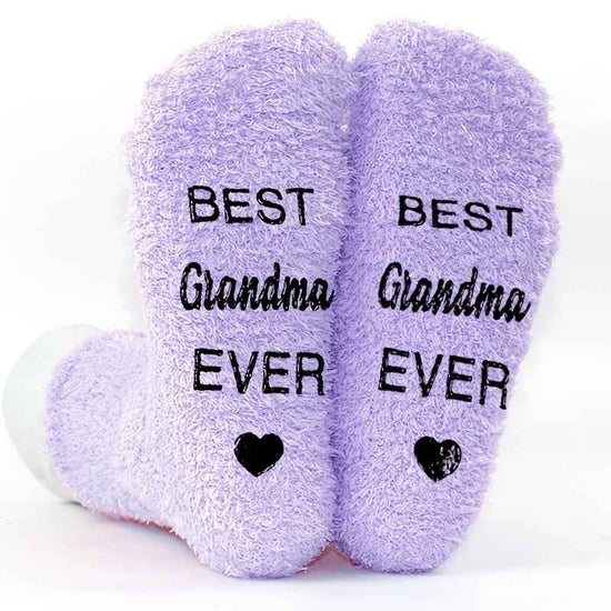 1 Pair Purple Mid-Calf Winter Warm Anti-Slip Knitted Socks with 