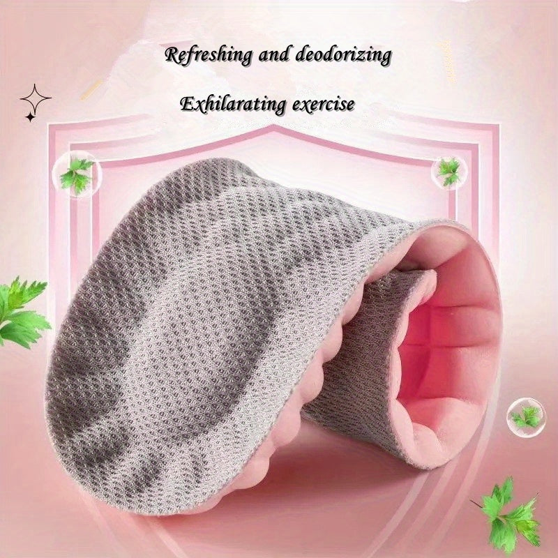 1pair Women'S Comfort Insoles, Soft Elastic Breathable Inserts, Customizable Size for Sports & Casual Shoes, Sweat-Absorbent, Pink - Available In Sizes 35-45 (9-10.63 Inches) SS69