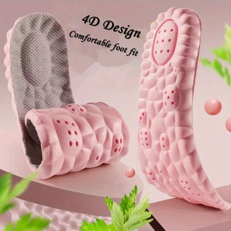 1pair Women'S Comfort Insoles, Soft Elastic Breathable Inserts, Customizable Size for Sports & Casual Shoes, Sweat-Absorbent, Pink - Available In Sizes 35-45 (9-10.63 Inches) SS69