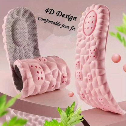 1pair Women'S Comfort Insoles, Soft Elastic Breathable Inserts, Customizable Size for Sports & Casual Shoes, Sweat-Absorbent, Pink - Available In Sizes 35-45 (9-10.63 Inches) SS69