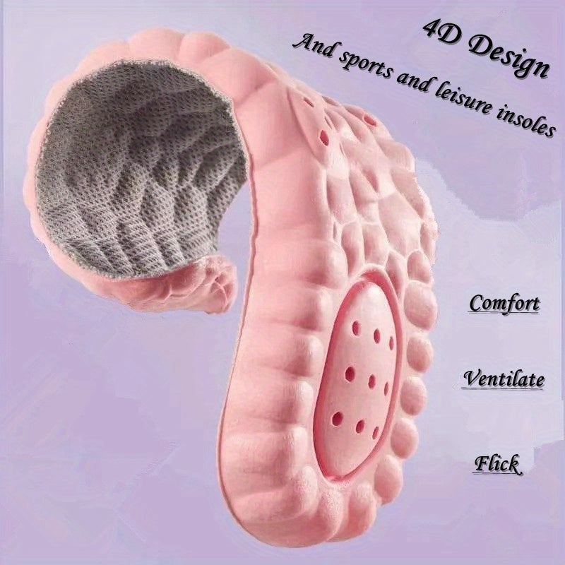 1pair Women'S Comfort Insoles, Soft Elastic Breathable Inserts, Customizable Size for Sports & Casual Shoes, Sweat-Absorbent, Pink - Available In Sizes 35-45 (9-10.63 Inches) SS69