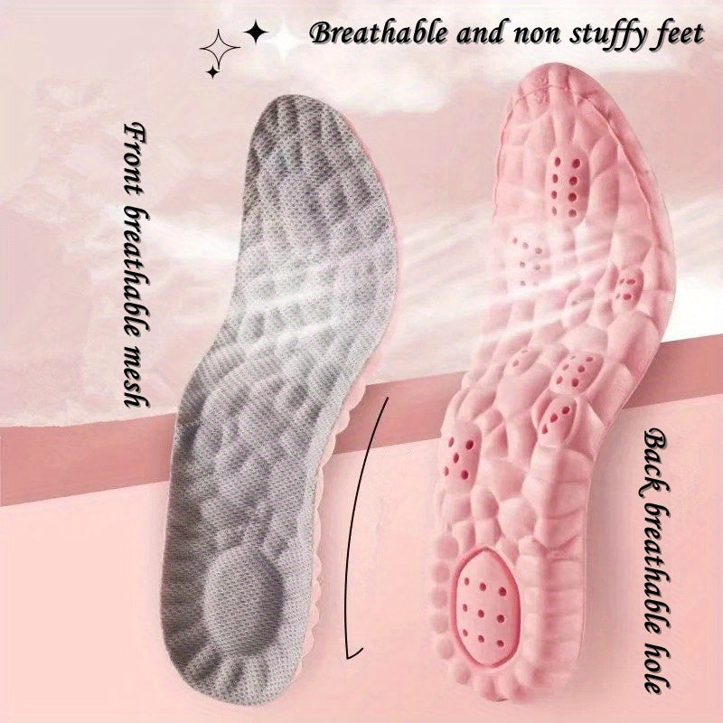 1pair Women'S Comfort Insoles, Soft Elastic Breathable Inserts, Customizable Size for Sports & Casual Shoes, Sweat-Absorbent, Pink - Available In Sizes 35-45 (9-10.63 Inches) SS69