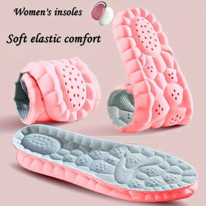 1pair Women'S Comfort Insoles, Soft Elastic Breathable Inserts, Customizable Size for Sports & Casual Shoes, Sweat-Absorbent, Pink - Available In Sizes 35-45 (9-10.63 Inches) SS69