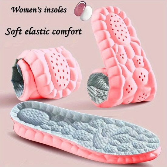 1pair Women'S Comfort Insoles, Soft Elastic Breathable Inserts, Customizable Size for Sports & Casual Shoes, Sweat-Absorbent, Pink - Available In Sizes 35-45 (9-10.63 Inches) SS69