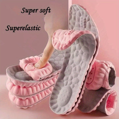 1pair Women'S Comfort Insoles, Soft Elastic Breathable Inserts, Customizable Size for Sports & Casual Shoes, Sweat-Absorbent, Pink - Available In Sizes 35-45 (9-10.63 Inches) SS69